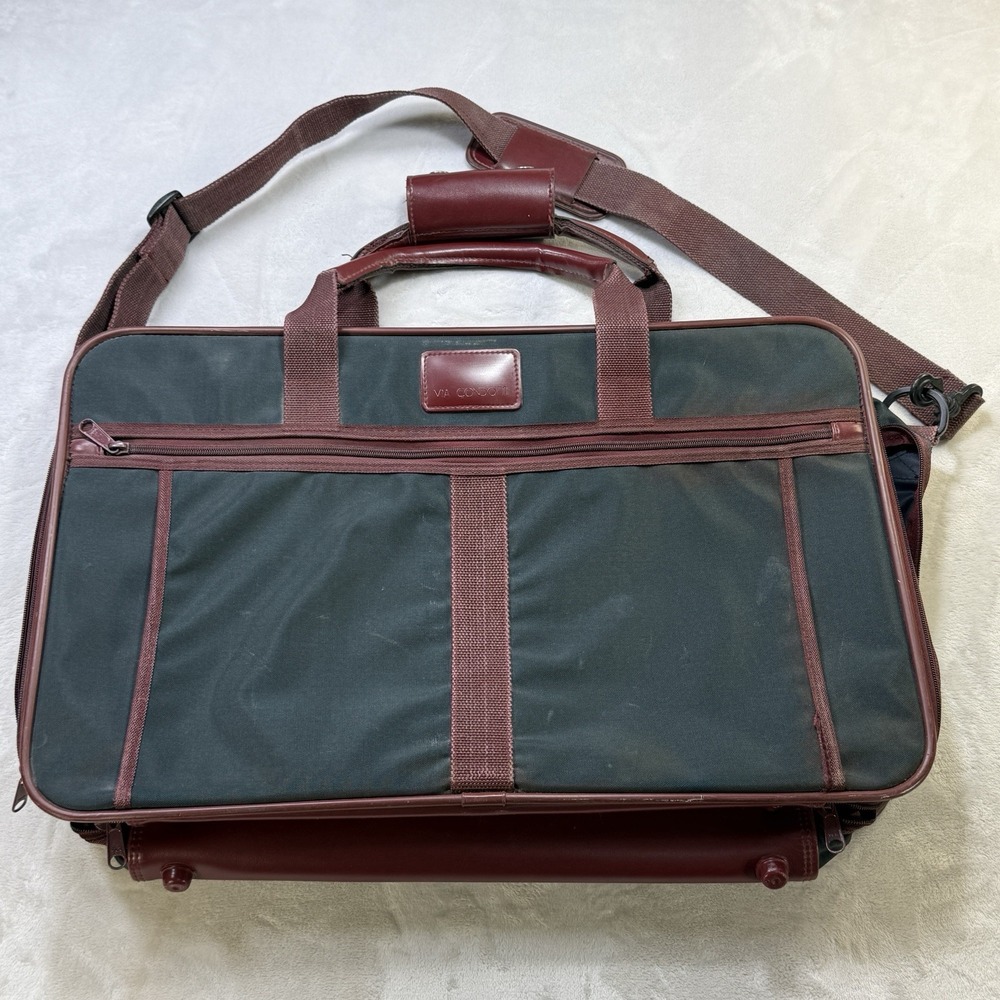 Vtg Via Condotti Garment Bag Suit Travel Bag Hanging Luggage Shoulder Strap